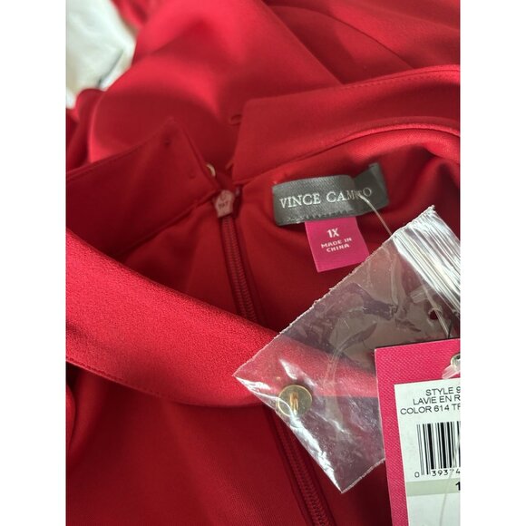 Vince Camuto Red Dress Plus Size 1X Cold Shoulder NWT Vamp Goth Cocktail - Picture 6 of 16